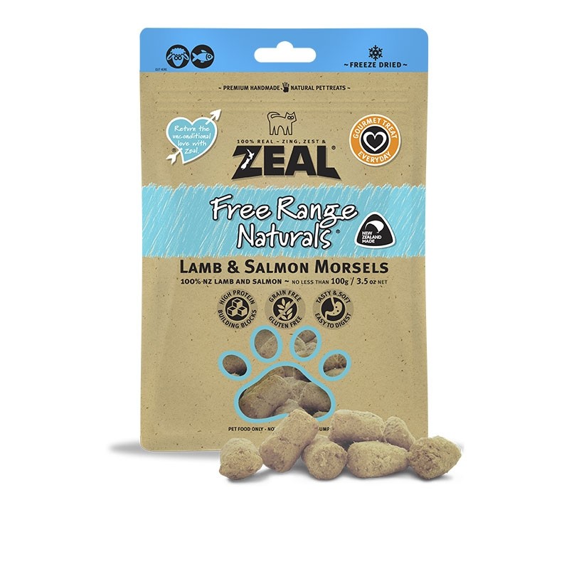 Zeal Freeze Dried Free Range Lamb & Salmon Morsels Pet Treats