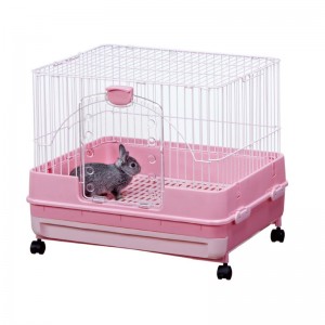 Marukan Rabbit Cage with Pull Out Tray in Pink
